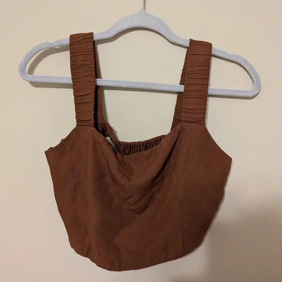 Zara Chocolate Brown Crop Top - Picture 1 of 8